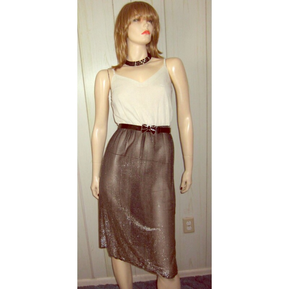 VTG 70s Shimmer Glitter Glam Metallic DISCO Dress